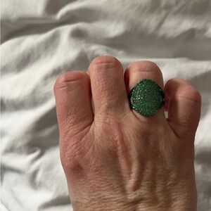 By Alexa Rae “Nicole” ring. Green Crystal Pavé Round Ring